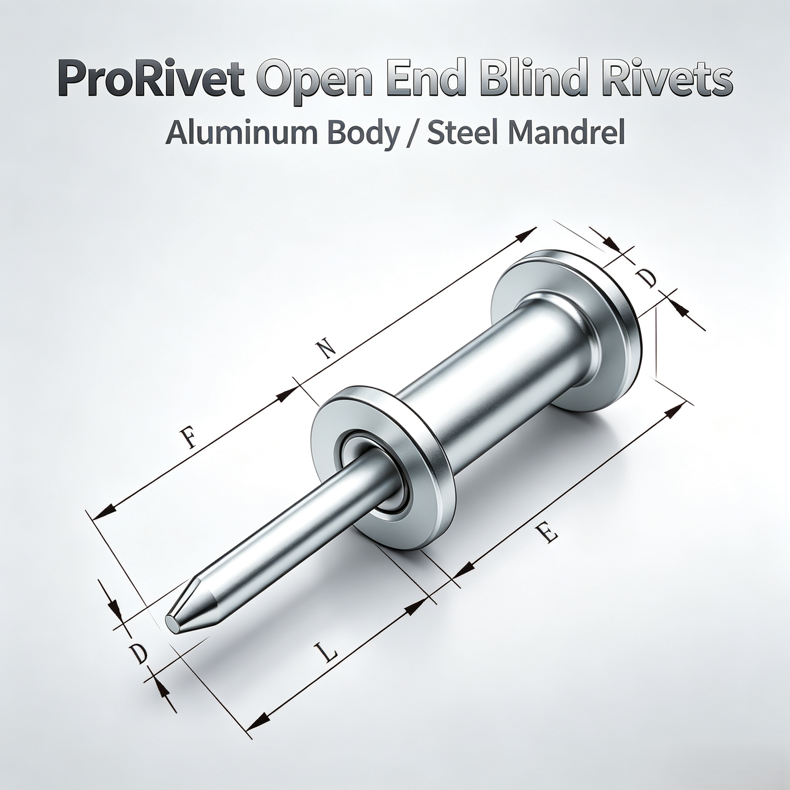 ADS ProRivet Open End Blind Rivets, Aluminum Body / Steel Mandrel - Dome & Countersunk Head - 图片 1